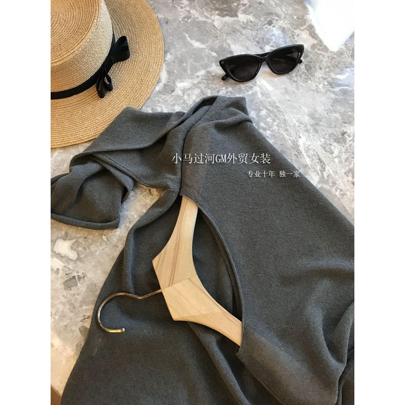 

Elegant Is a Mess!!! 1 Must Enter, R * W Wind Curling Lazy and Loose Linen Knitting Blouse for Women Gray Green Standard