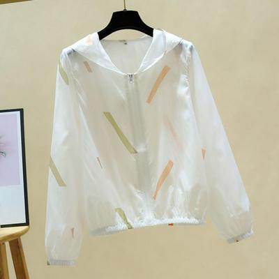 Sunscreen Clothing Women's Cardigan Hooded Jacket Long-sleeved Summer Thin Loose Printed Breathable Sunscreen Clothing