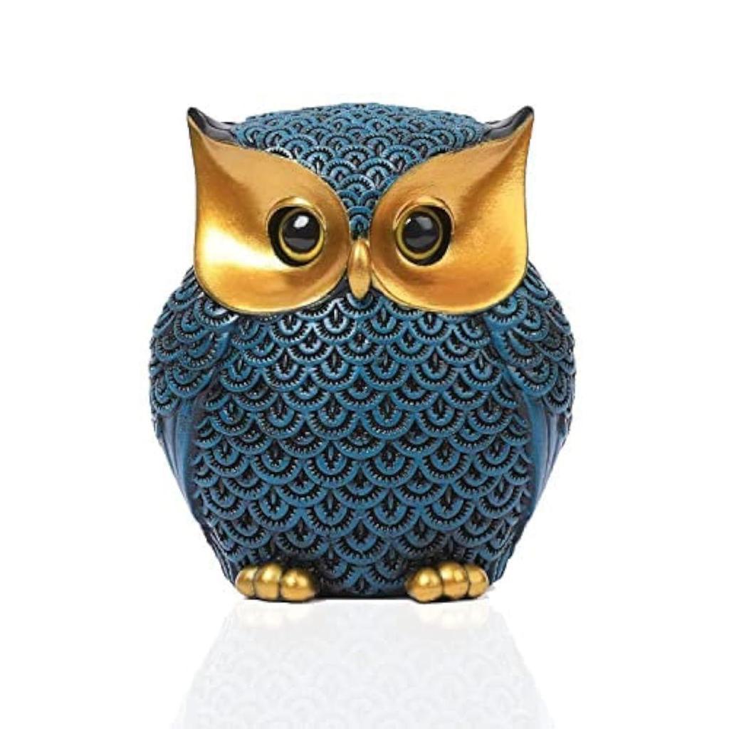Modern Classy Lucky Owl Resin Art Figure Showpiece (Blue), 1 Piece