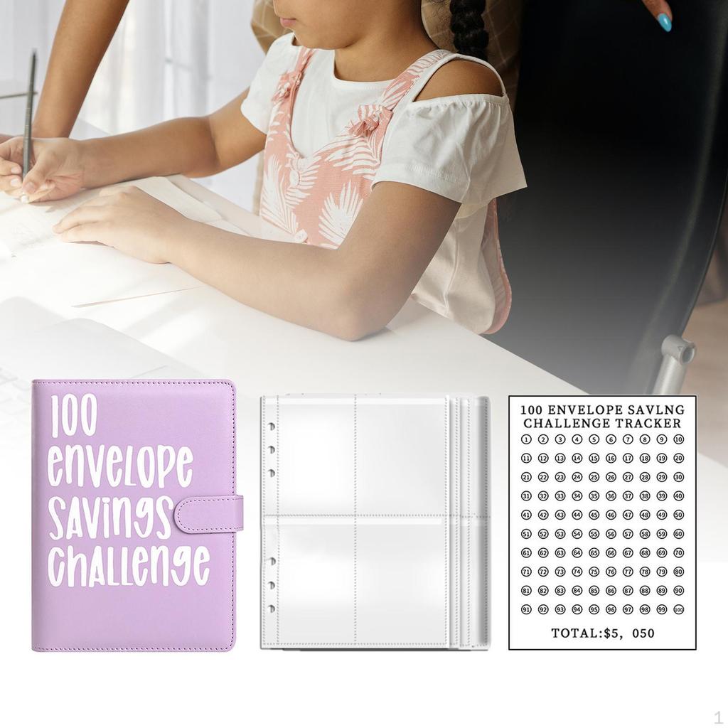 100 Envelope Challenge Binder, Savings Challenges Binder for Saving Money