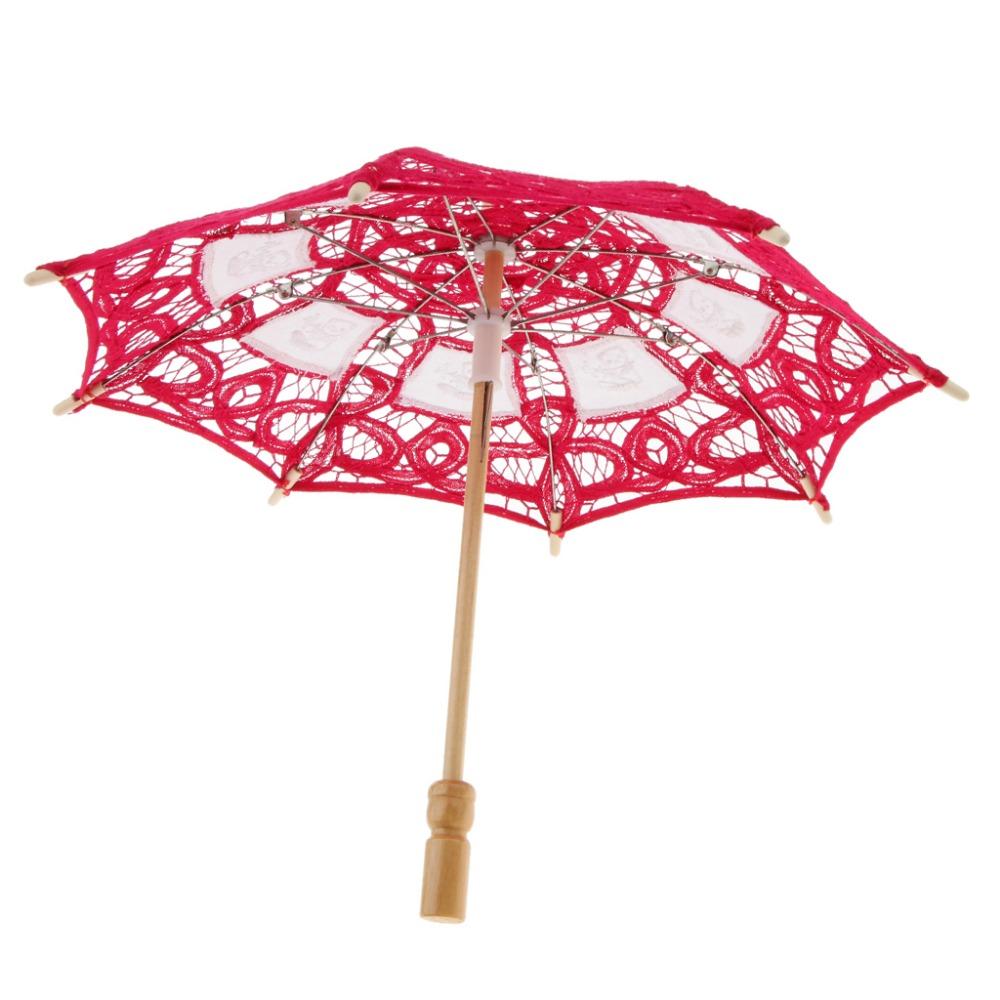 

Вышитый хлопковым кружевом зонт 15 дюймов Солнечный зонт Романтический кружевной зонт от солнца DIY рукоделие розы красного
