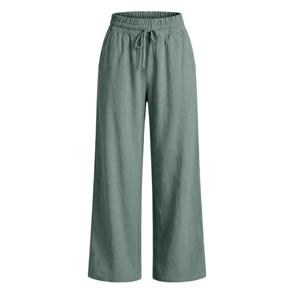 Weite Leinenhosen Damen Sommer Locker Strandhosen Für Damen Urlaub Leichte Gerade Hosen Mit Taschen