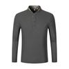 Men's Casual Stand Up Collar Spliced Long Sleeved Polo Shirt