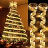 Christmas Ribbon Fairy Light Christmas Decoration DIY Bows String Light Tree Ornaments For Home 2026 Xmas Decor New Year Navidad