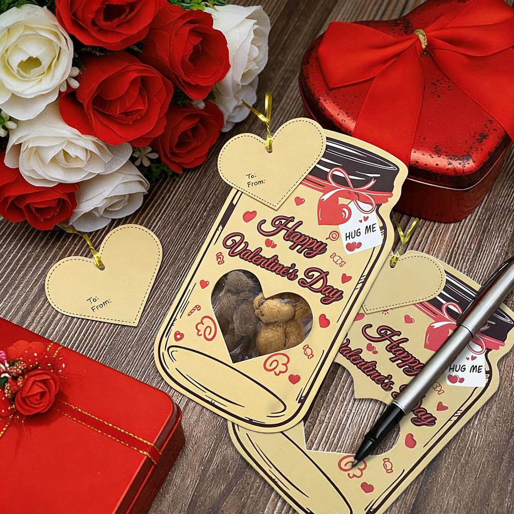 Valentine's Day Candy Cards With Drifting Bottle Shaped Cards For Valentine's Day Party Gift Exchange