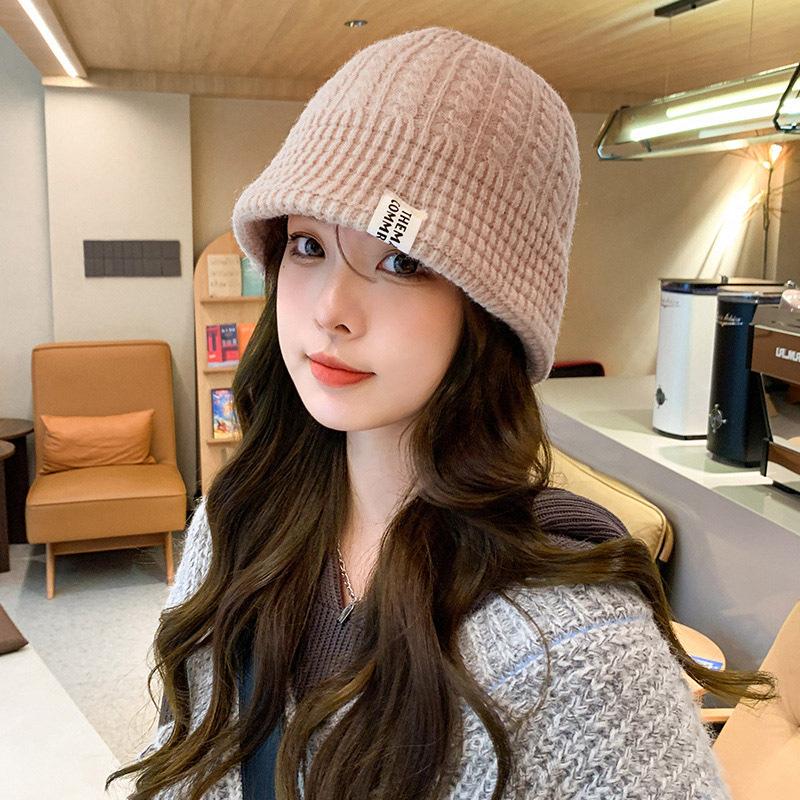 Lace Fisherman Hat for Women In Autumn and Winter Warm Ear Protection Basin Hat  Fashionable Korean Style Face Showing Small Knitted Woolen Hat