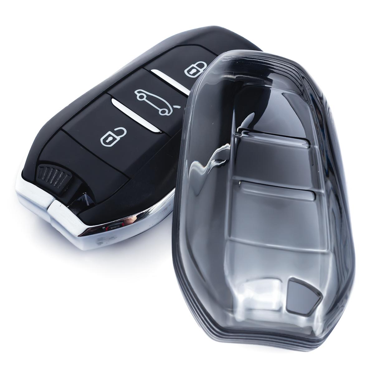 

Slim Car Key Fob Case Cover Chain For Peugeot 208 308 508 2008 3008 5008 Citroen C4 C3 C5 Aircross DS3 DS7 DS9 Black Transparent