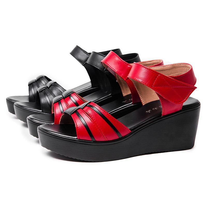 Keilabsatz Sandalen Sommer Neu Muffin Boden Rutschfeste Sandalen Wasserdicht Tisch Dicke Sohle Bequem Fischmund Sandalen