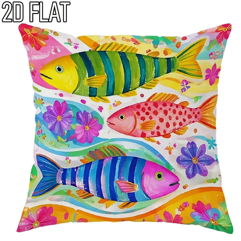 1/4pcs Boho Colorful Fish Print Throw Pillow Covers Set of 4 Home farmhouse outdoor decoration cushion cover
