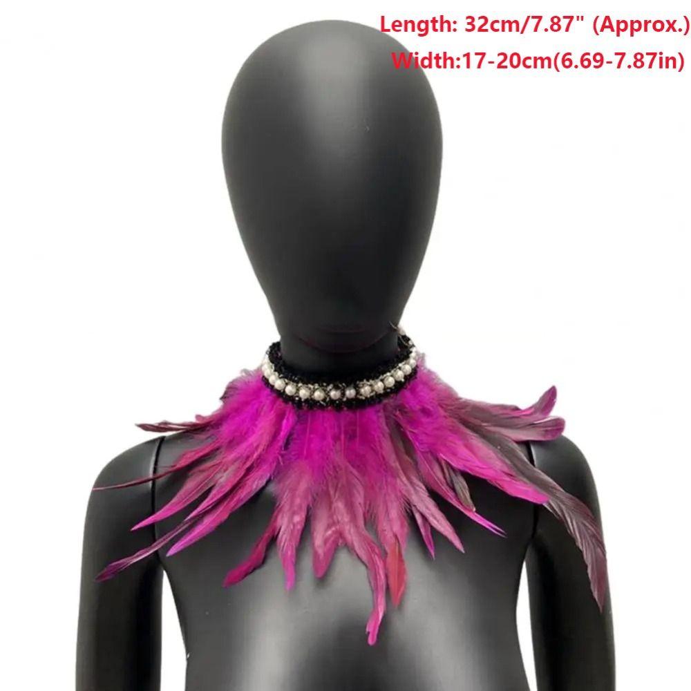 New Adjustable Faux Feather Scarf Lace-up Retro Faux Pearl Decor Costume Accessories Party