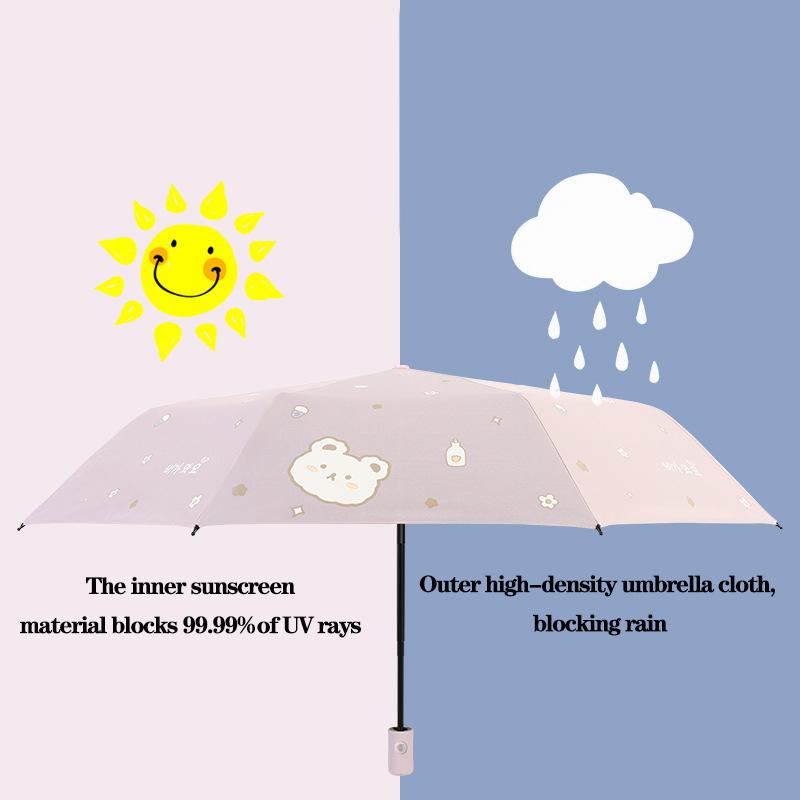 Windproof Folding Umbrella,parasol umbrella,Cute Little Bear,Automatic Umbrella,UV Blocking and shading,Portable for Travel,Gift