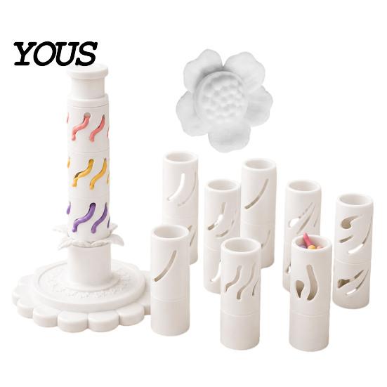 Modular Clay Molds Bloom Maker, Flower Shaping Tool with 9 Sleeve Patterns, 3D Polymer Printed DIY Stackable Press Molding Kit for Handmade
