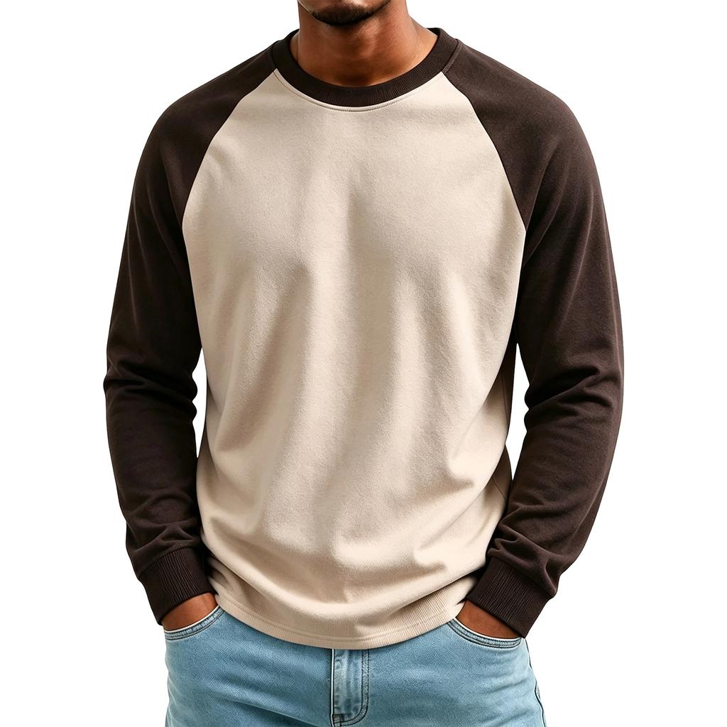 Men's Long Sleeve Color Block Thermal T-Shirt for Winter Layering