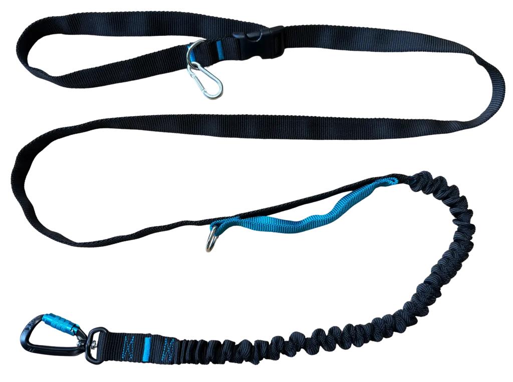 Leash with Shock Absorber BLACK Adjustable with Handle 400kg Shortened Hip Belt