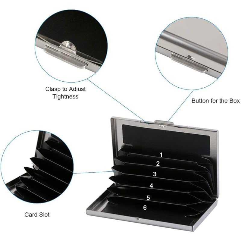 Stealodeal Silver Rfid Protected Metal Debit/Credit/Atm 6 Slots (Unisex) Card Holder (Pack Of 2)