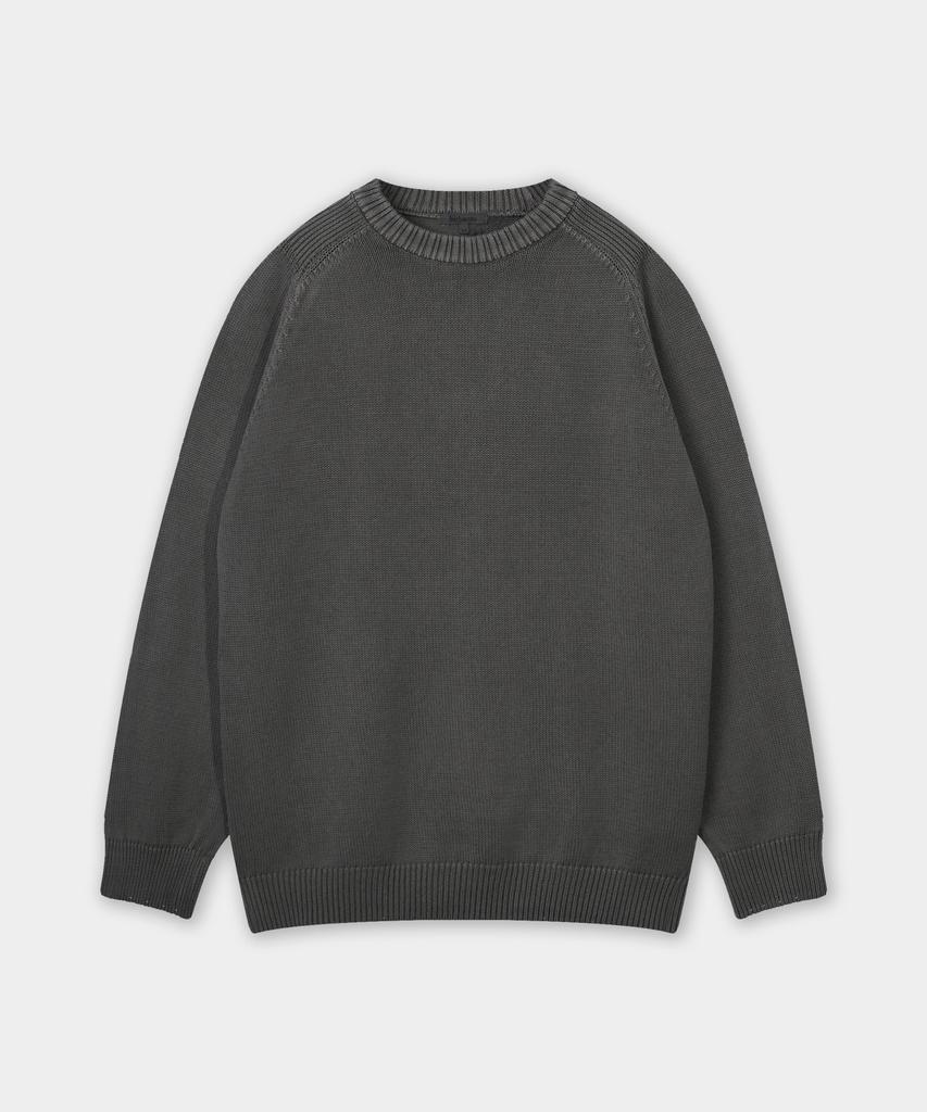 BIRBANTE Garment-Dyed Washable Round Knit - Charcoal