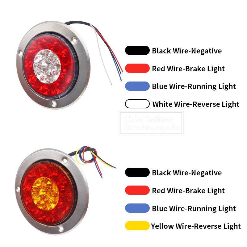 1/2 Stück 16 LED Auto Runde Rückleuchten 12V-24V Hinten Stopp Brems Lauf Rückfahrleuchte Für LKW Anhänger Wohnmobil Wohnwagen Blinker