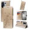 For Vivo V60 5G Leather Case Butterfly Floral Imprint Wallet Stand Cover
