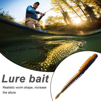 8Pcs 8CM/2G Soft Worm Lure Topwater Reverse Thread Elastic Worm Bionic Artificial Leech Bait Saltwater Freshwater Bass Fishing Accessories