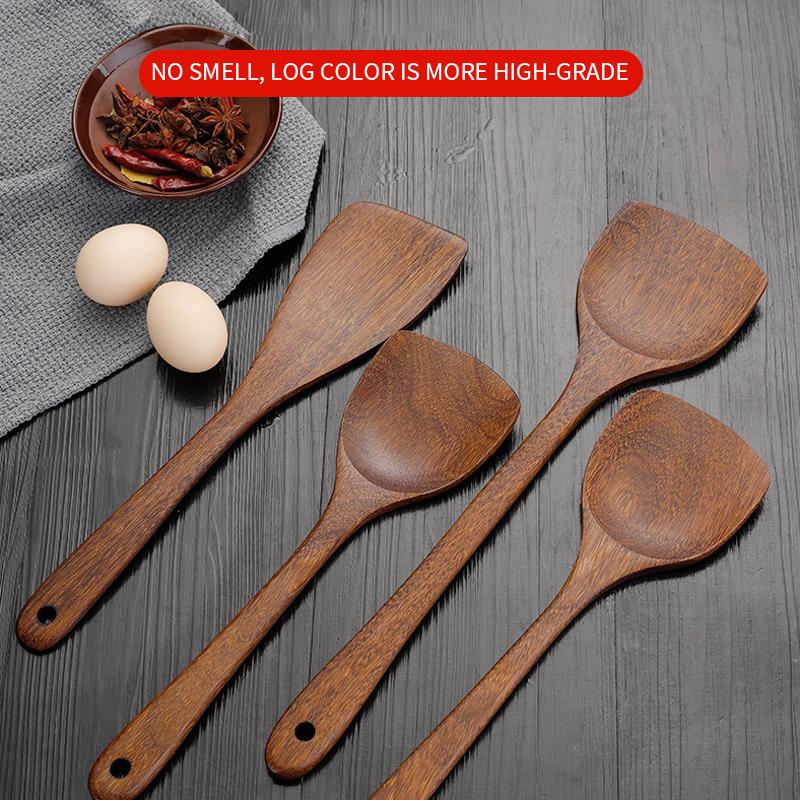 Wooden Spatula Kitchen Nonstick Dedicated Wooden Kitchenware Heat Resistant Wooden Cooking Shovel Spoon