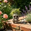 Hand Gesture Flower Pot Skull Planter with Middle?Finger Gesture, Resin Succulent Pot, Gothic Skeleton Head Cactus for Office Unique Desktop Indoor