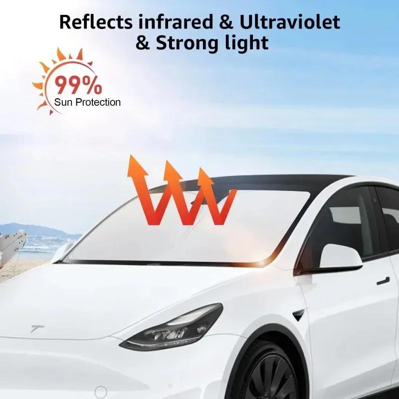 For Tesla Model 3/Y 2025 Car Front Screen Sunshade Car Windshield Sun Protection Heat Insulation Summer Sunshade Window Shade