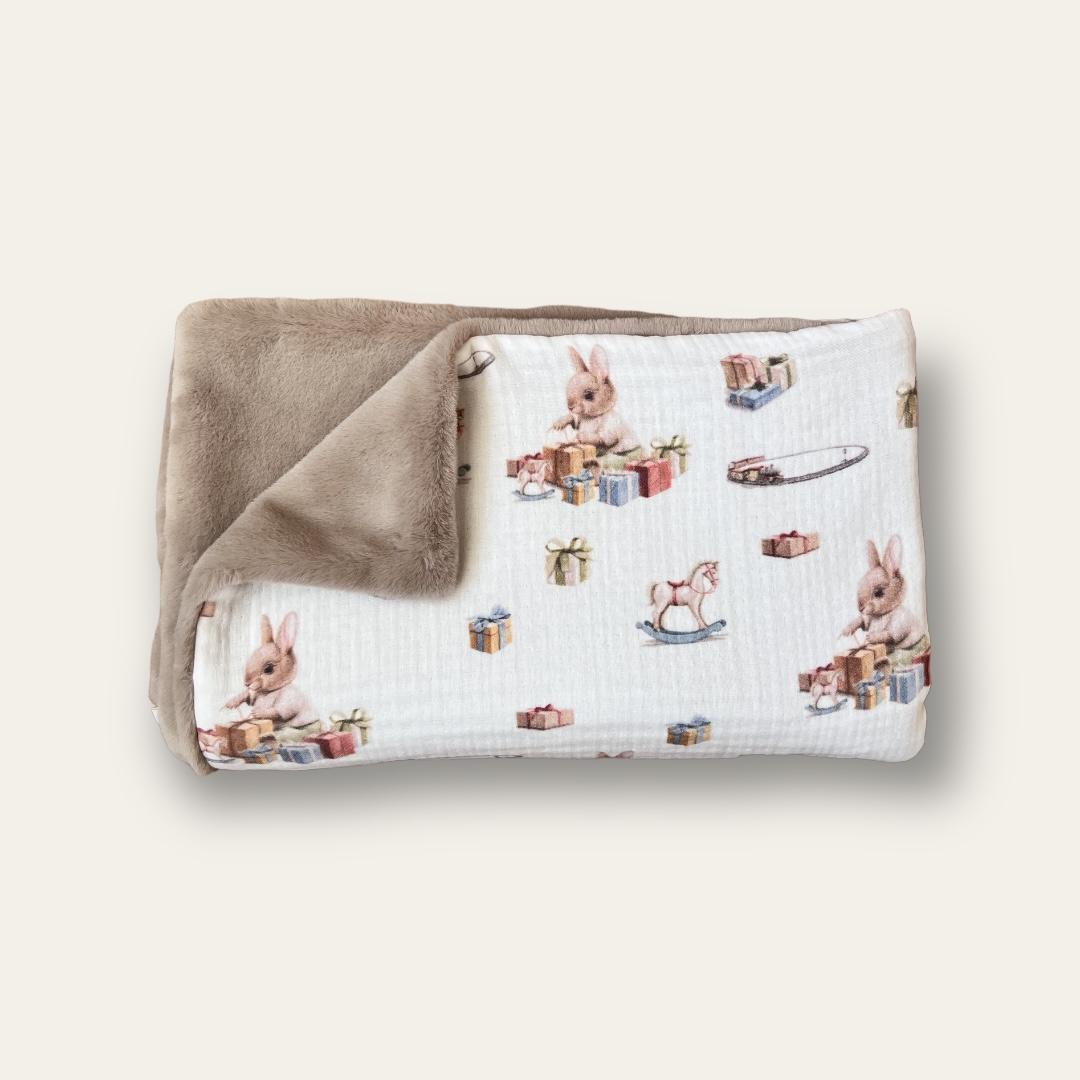 

Мусліновий дитячий плед із еко хутром 80/100 cm