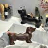 Abs Dachshund Dog Toothbrush Holder Multi Slots Adorable Design For Bathroom Countertop Storage Organizer