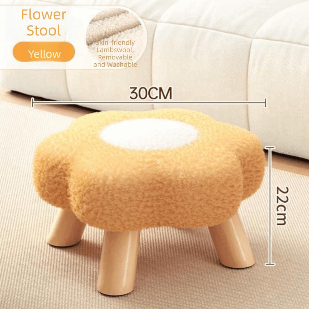 Solid Wood Low Stool Soft Padded Sofa Bench Daily Gift Soft Padded Stool Living Room