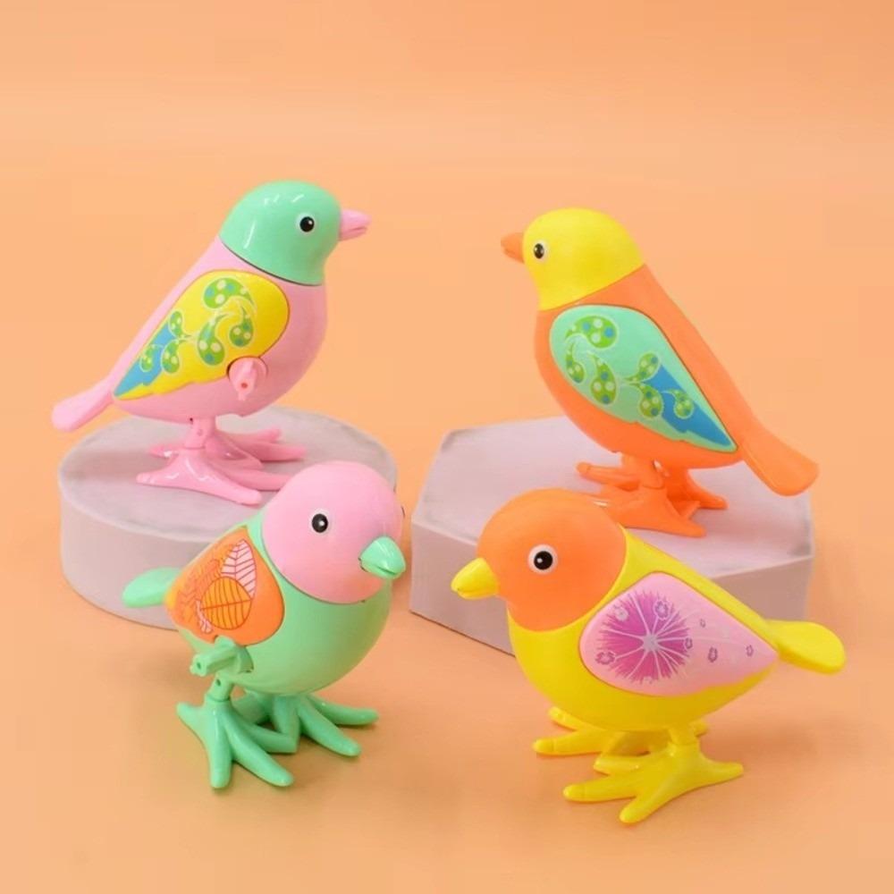 1pc Color Random Clockwork  Bird Toy Plastic Cartoon Jumping Bird Spring-Powered Magpie Toy  Gift