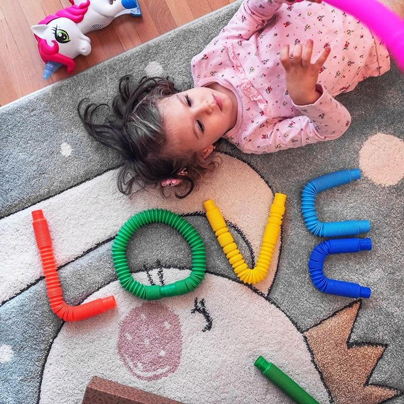 8/16/24 Pcs Colorful PopTelescopic Tube Stretching Corrugated Tube Children Adult Stress Relief Toy