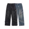 American Style Loose Straight Wide Leg Jeans Men Vintage Washed Distressed Denim Pants