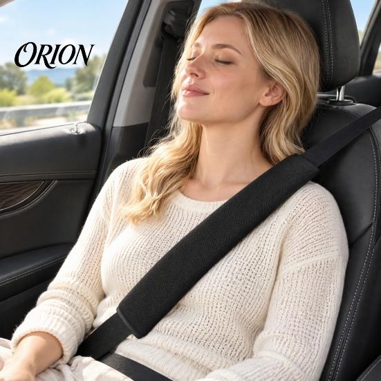 Black Protective Belt Sleeves Car Seat Shoulder Protector, Extended Breathable Polyester Pad, Quick Hook Protectors And Loop Installation Sleeve