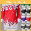 Ladies Christmas Jumper Tops Featuring Charming Santa Claus Design And Long Sleeves
