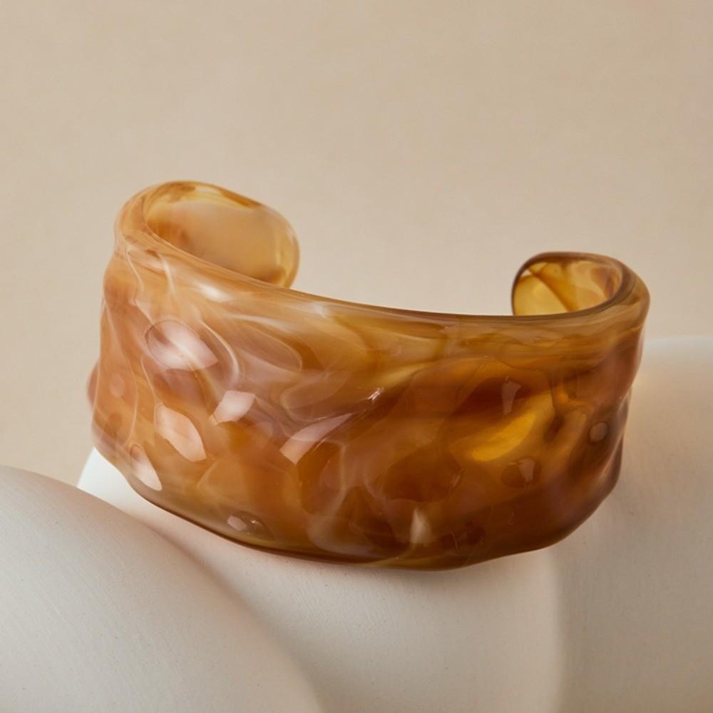 Acrylic Resin Bracelets Gradient Color Opening Bangles Boho Irregular Bracelets  For Women