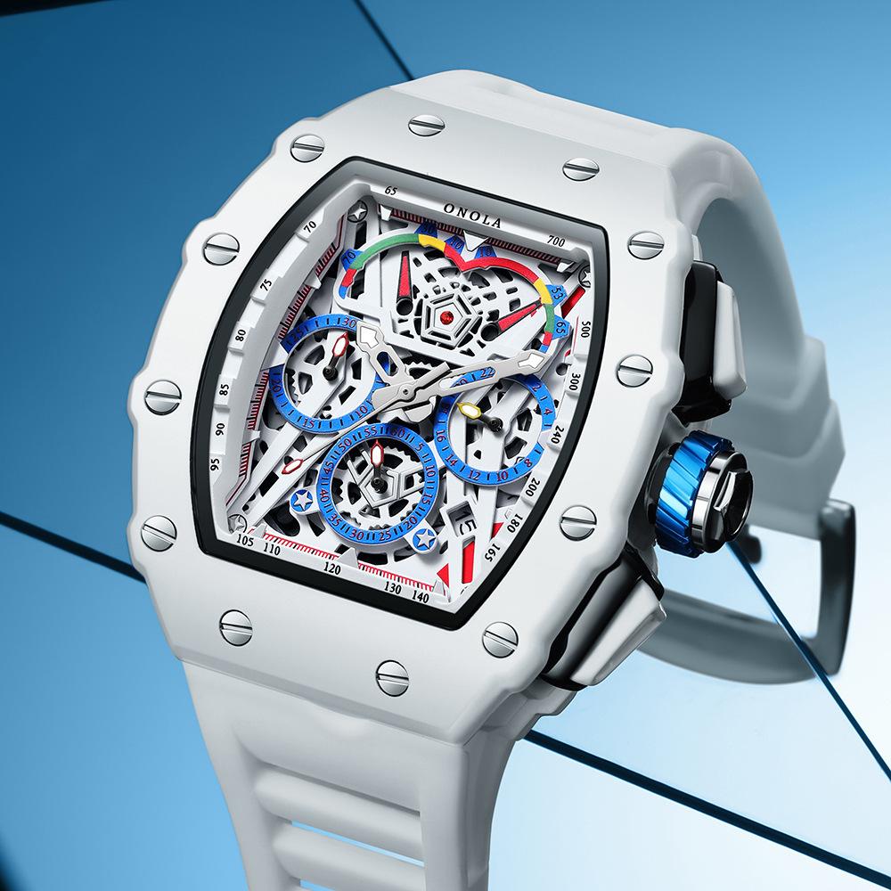 Onola Multifunctional Fashion Waterproof Quartz Men'S Watch Silicone Band Sports Watch