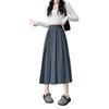 Chic Plus Size A-line Pleated Midi Skirt - Age-Reducing, Solid Color, Autumn/Winter Collection