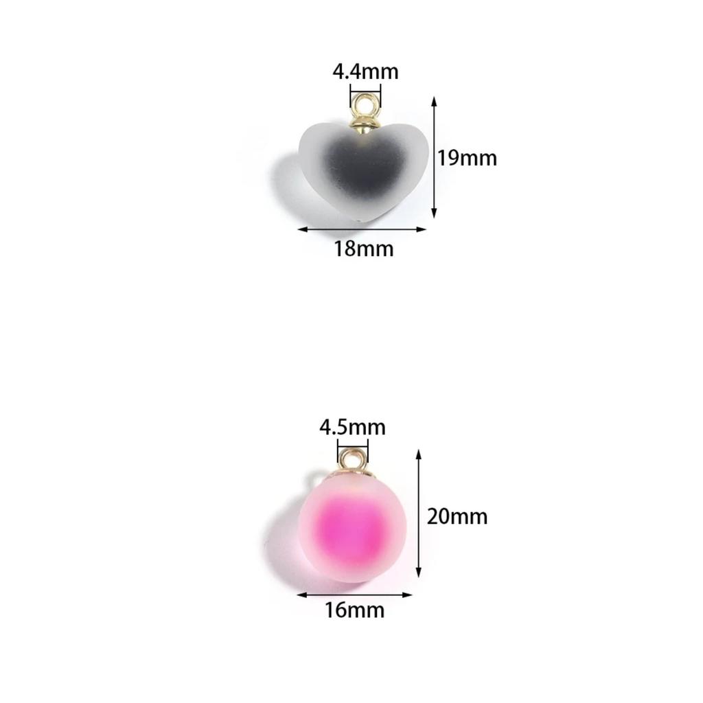 10Pcs Acrylic Frosted Colorful Heart Charms Round Charms For Jewelry Making DIY Bracelet Necklace Earrings Pendants Accessories