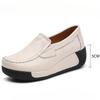 Fashion Platform Shoes Genuine Leather Wedge Heels Casual Shoes Slip-on Loafers Daily Walking Shoes