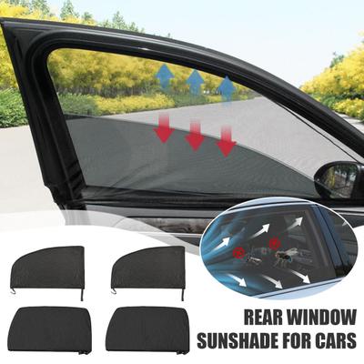 1 Pair Car Rear Window Sunshade UV Protect Shield Mesh Prevent Mosquito Sunshine Privacy Protection Elastic Folding Curtain for Most Vehicles Sedans