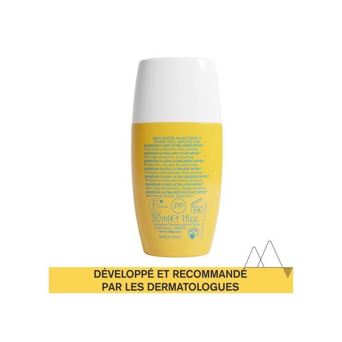 Crème solaire - URIAGE - Bariésun Fluide Ultra-Léger SPF50+ - Hypoallergénique - Texture Fluide - Protection UV