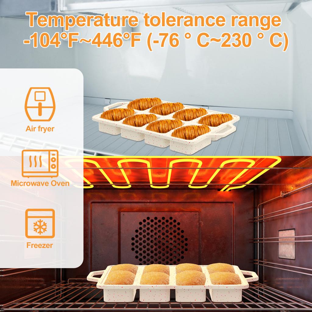 Mini Loaf Pan 8 Cavities Silicone Mini Bread Loaf Pans Nonstick Muffin Pan High Temperature Resistant Baking Mold for Kitchen