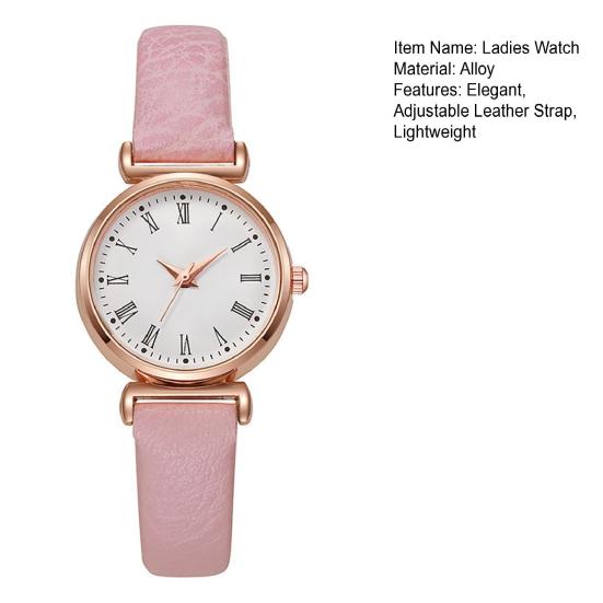 Analog Quartz Watches for Women Fashion Adjustable Leather Strap Wristwatch Elegant Easy Read Roman Numerals Dress Watch Gifts for Mom Wife Birthday