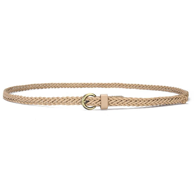 Womens Trendsetting Fine Woven Waist Belt In Classic Colors With Unique Buckle Bronze