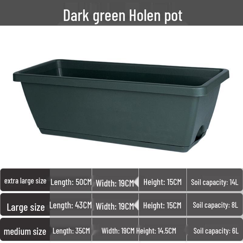 Nordischer großer rechteckiger Kunststoff-Hänge-Balkon-Blumen- & Gemüse-Topf Kasten