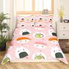 Japanese Sushi King Queen Duvet Cover Little Cat Bedding Set Novelty Cartoon Pet Animal Japan Food White Polyester Quilt Cover