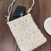 French Aesthetic Texture Sequins Beige Lace Fashion Girls Adjustable Shoulder Straps Mobile Phone Bag Mini Summer Versatile
