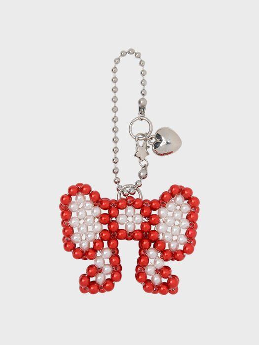 

Eireve BEADED PEARL BIG BOW BAGCHARM (RED0 Red