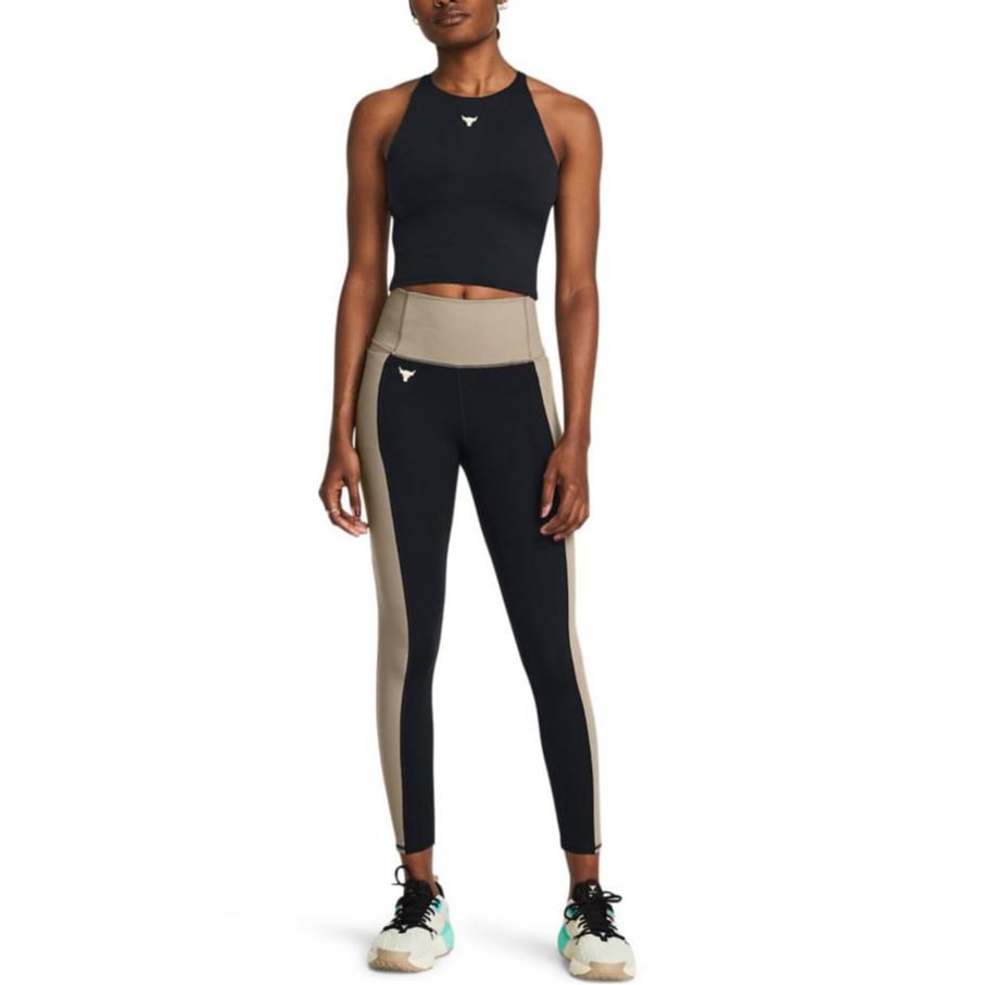 Under Armour Johnson Series Color Block High Waist Nine Point Sports Leggings Women leggings Black 1380192-002