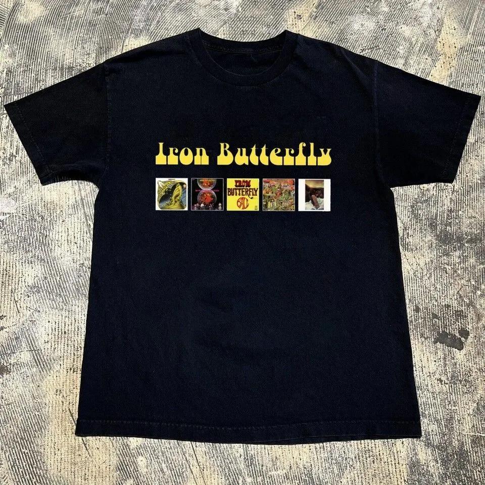 Unisex Short Sleeve Crew Neck Cotton T Shirt Iron Butterfly Band S